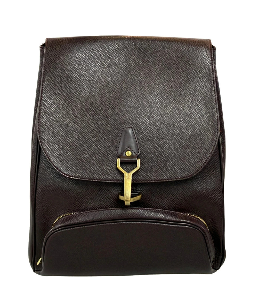 Louis Vuitton Backpack Rucksack Daypack Cassia Taiga Leather Black Brown